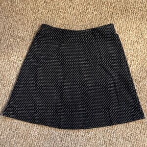 LOFT Black and White Patterned A-Line Skirt
